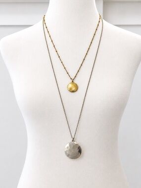 Lucky Brand Layered Mixed Metal Disc Necklace